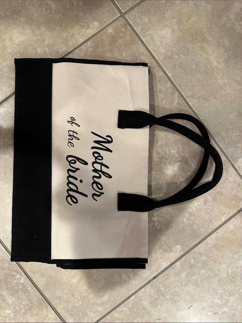 Mother of the Bride Canvas Tote Bag - Black & Cream